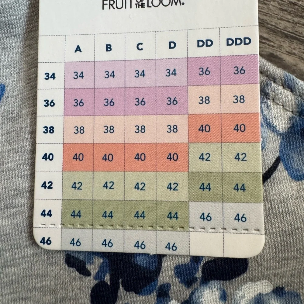 Fruit of the Loom Blue Floral 3 bralette - Picture 3 of 3